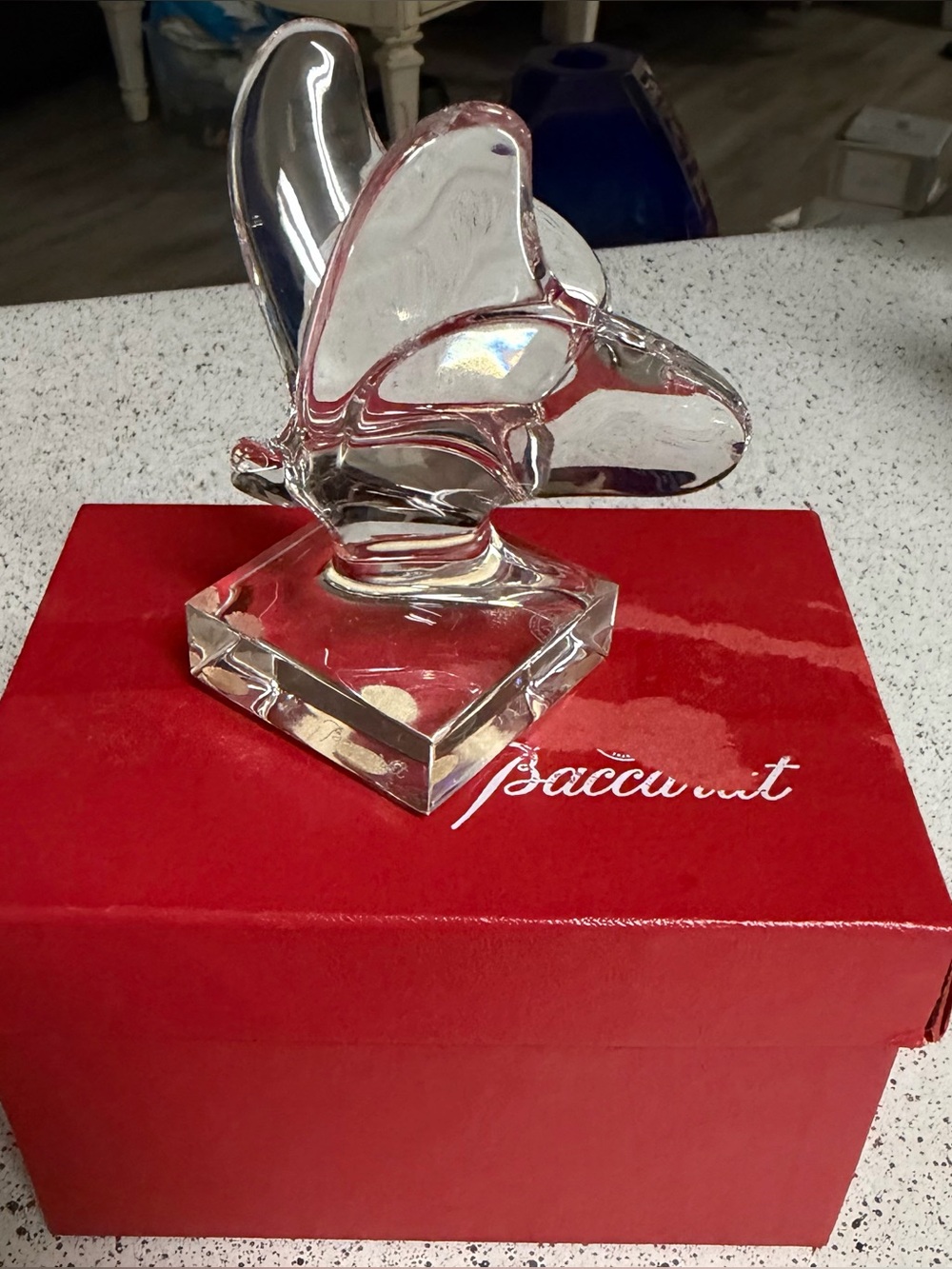 Baccarat "Papillon" Or Lucky Butterfly 4" Clear Crystal Made In France NIB